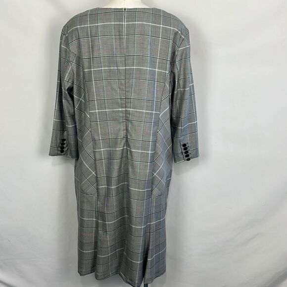 Escada Grey Plaid with Button Cuffs Dress - Picture 4 of 11